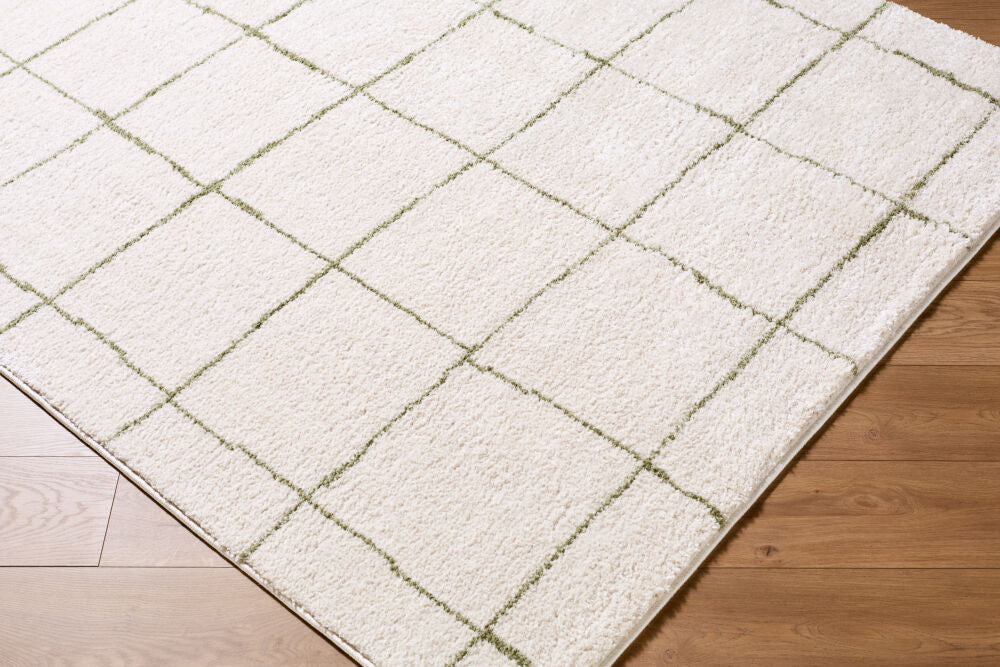 Rivoli Cream/Olive Machine Woven Rug EDRV-2301 - corner