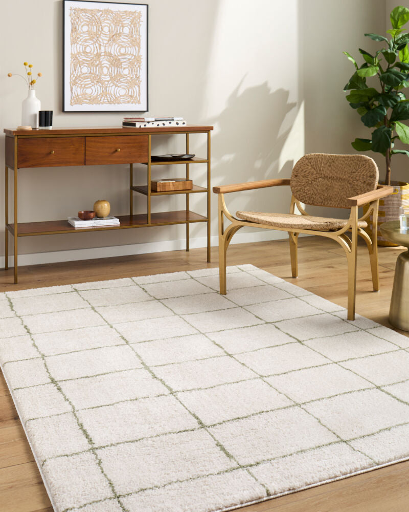 Rivoli Cream/Olive Machine Woven Rug EDRV-2301 - roomscene
