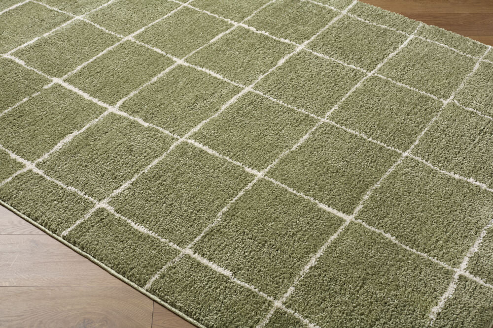 Rivoli Cream/Olive Machine Woven Rug EDRV-2302 - corner