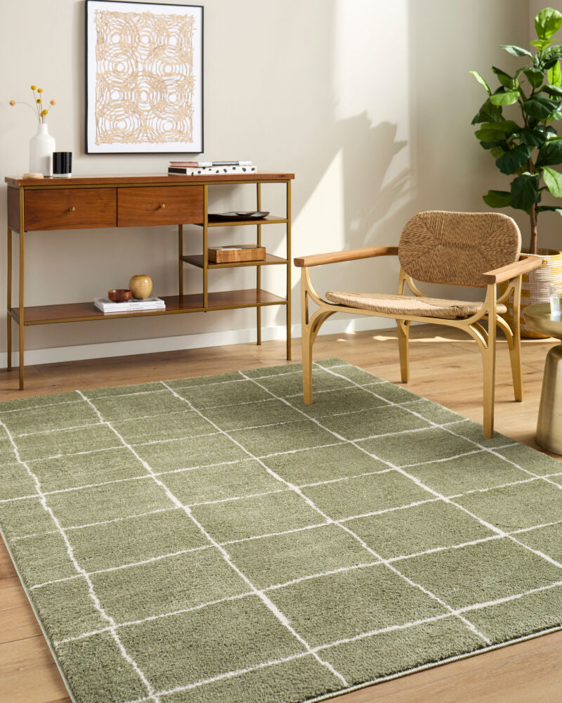 Rivoli Cream/Olive Machine Woven Rug EDRV-2302 - roomscene
