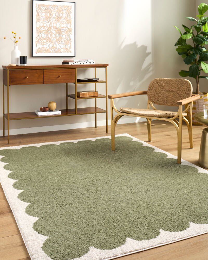 Rivoli Cream/Olive Machine Woven Rug EDRV-2303 - roomscene