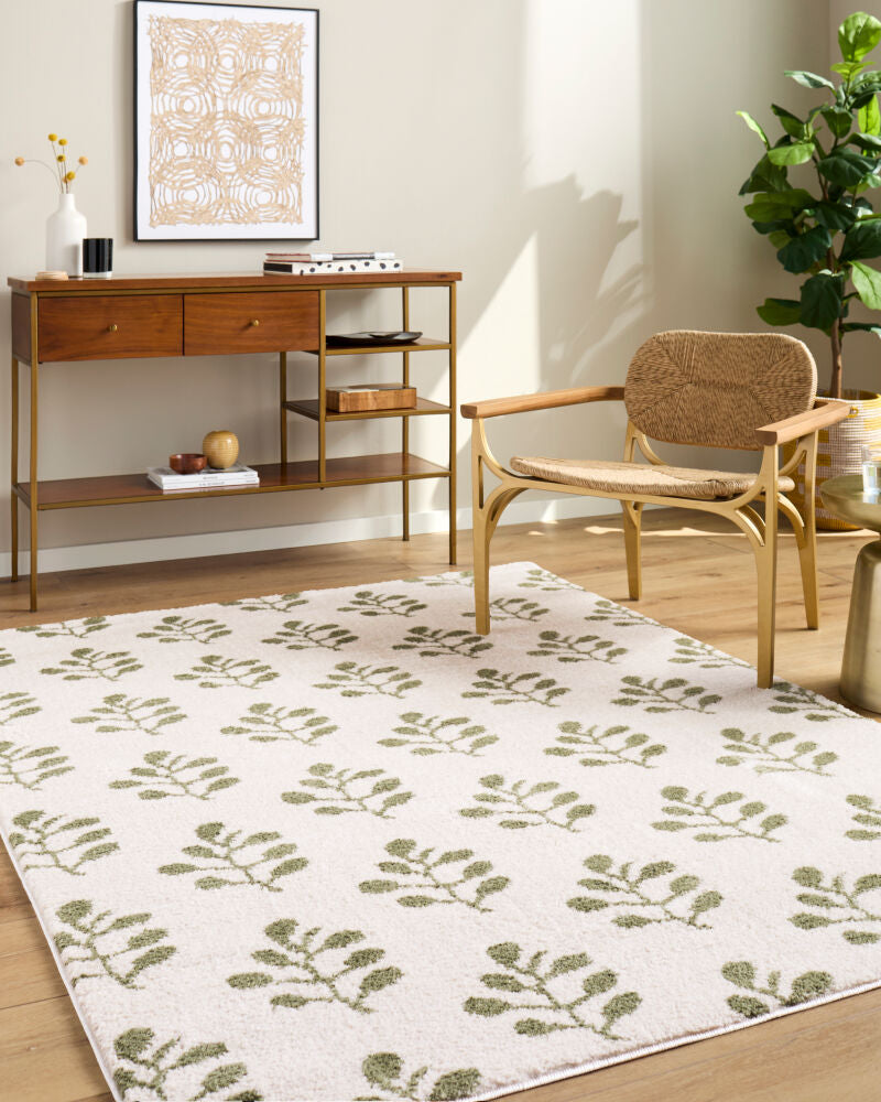 Rivoli Cream/Olive Machine Woven Rug EDRV-2304 - roomscene