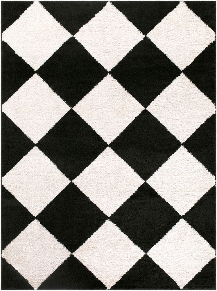 Rivoli Black/Cream Machine Woven Rug EDRV-2305 - 2' x 2'11"