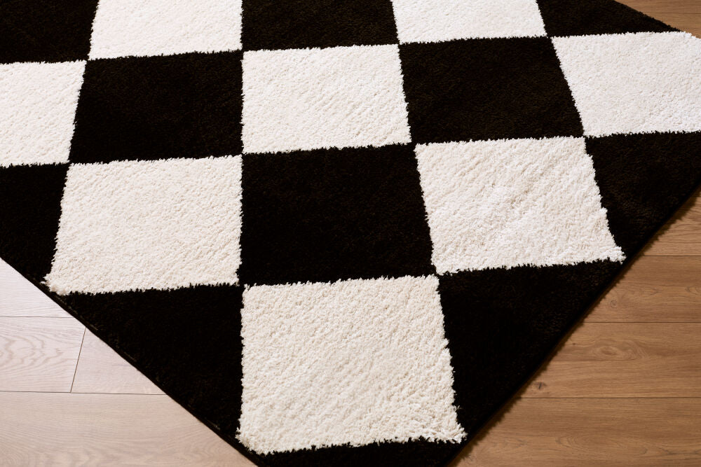 Rivoli Black/Cream Machine Woven Rug EDRV-2305 - corner