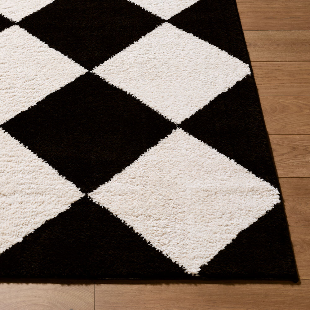 Rivoli Black/Cream Machine Woven Rug EDRV-2305 - front