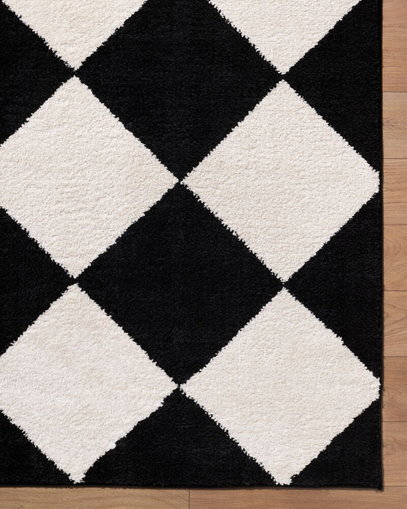 Rivoli Black/Cream Machine Woven Rug EDRV-2305 - overhead