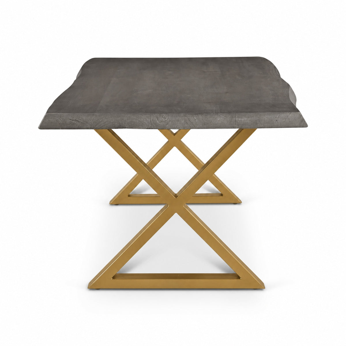 Brooks Dining Table X Base 40" x 79" Sandblasted Grey Top - Brass Base by Urbia - detail 3