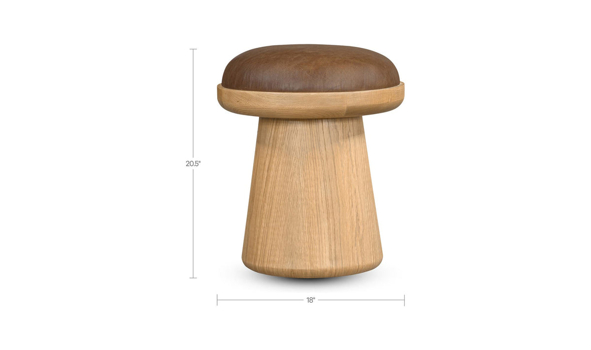 Nadia Swivel Accent Stool Dark Brown Leather by Moe's Home Collection - view 7