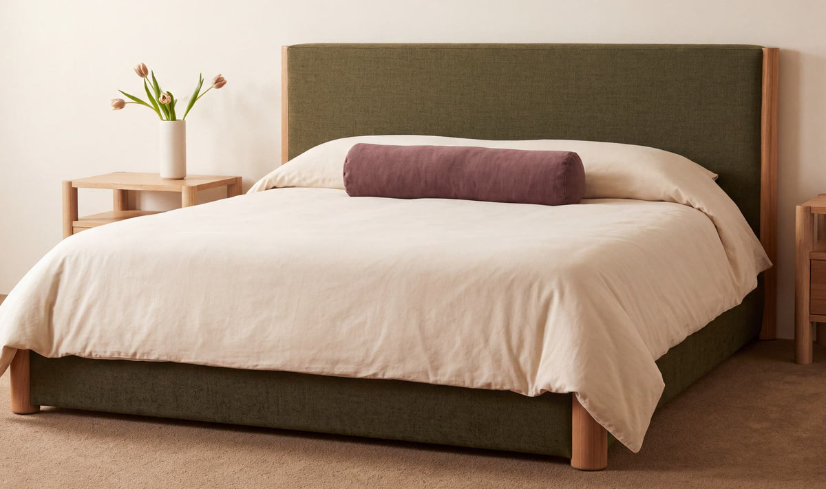 Post King Bed Natural Oak Dark Green by Moe's Home Collection - view 3