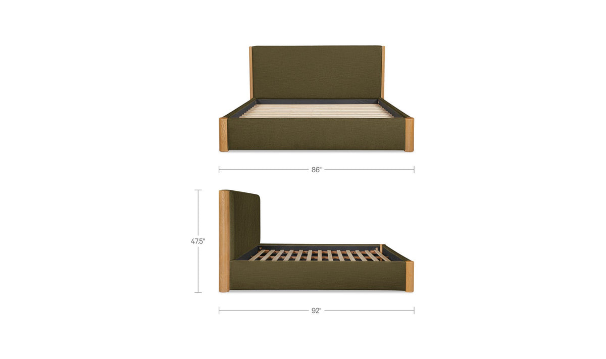 Post King Bed Natural Oak Dark Green by Moe's Home Collection - view 13