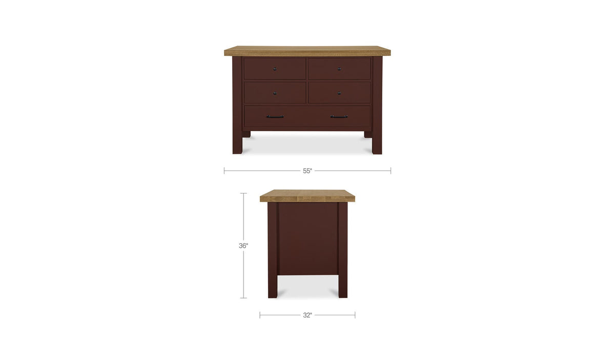 Rosemary Kitchen Island Red by Moe's Home Collection - view 13