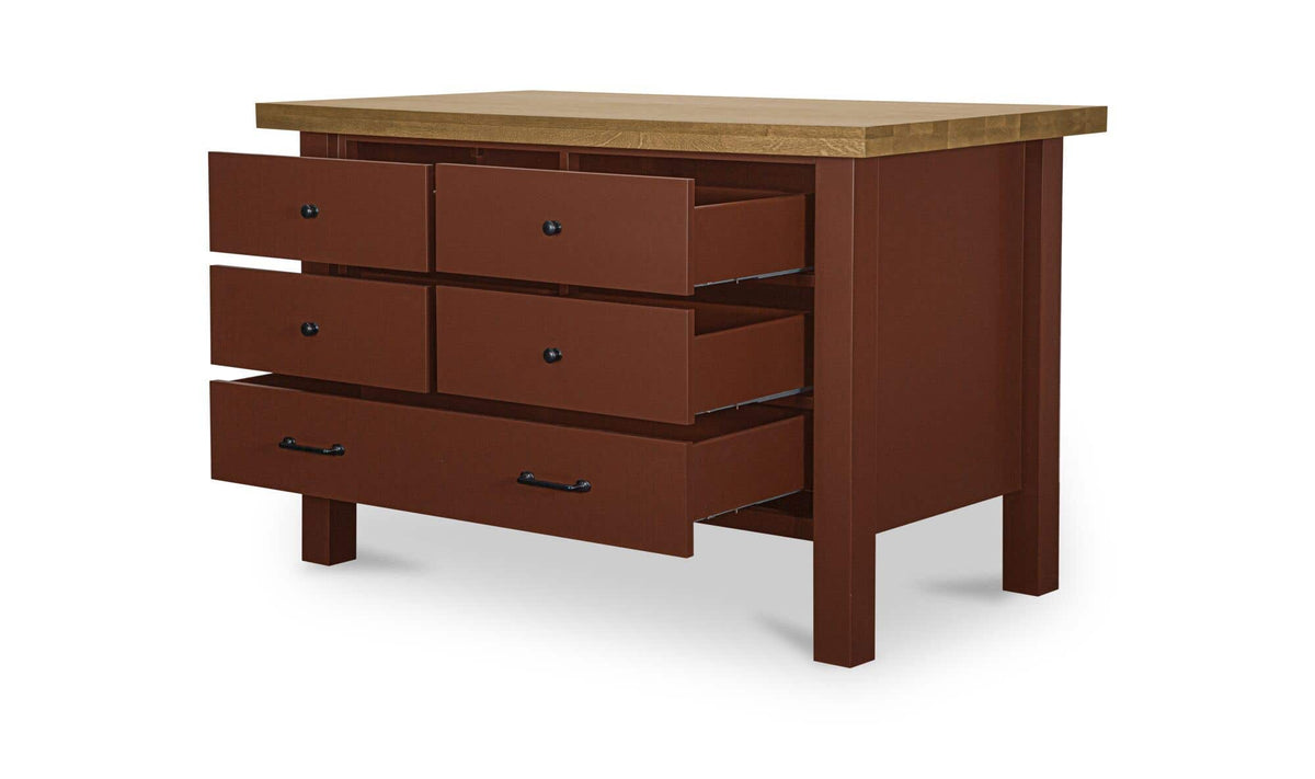 Rosemary Kitchen Island Red by Moe's Home Collection - view 5