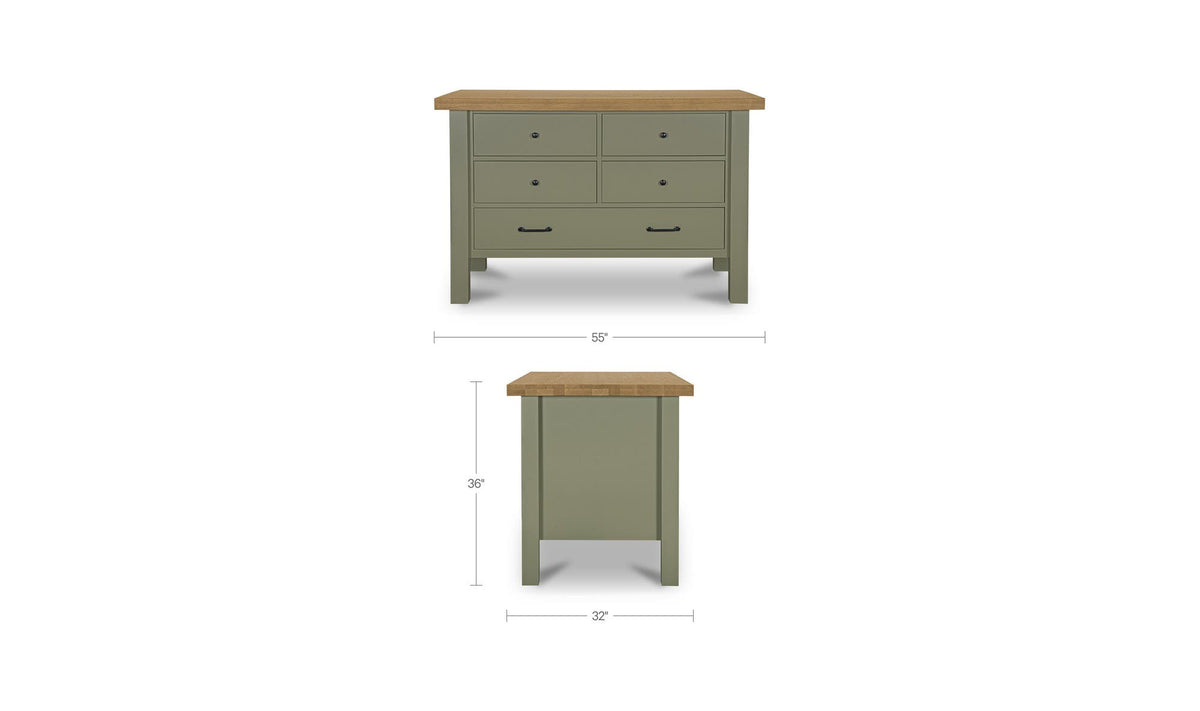 Rosemary Kitchen Island Green by Moe's Home Collection - view 13