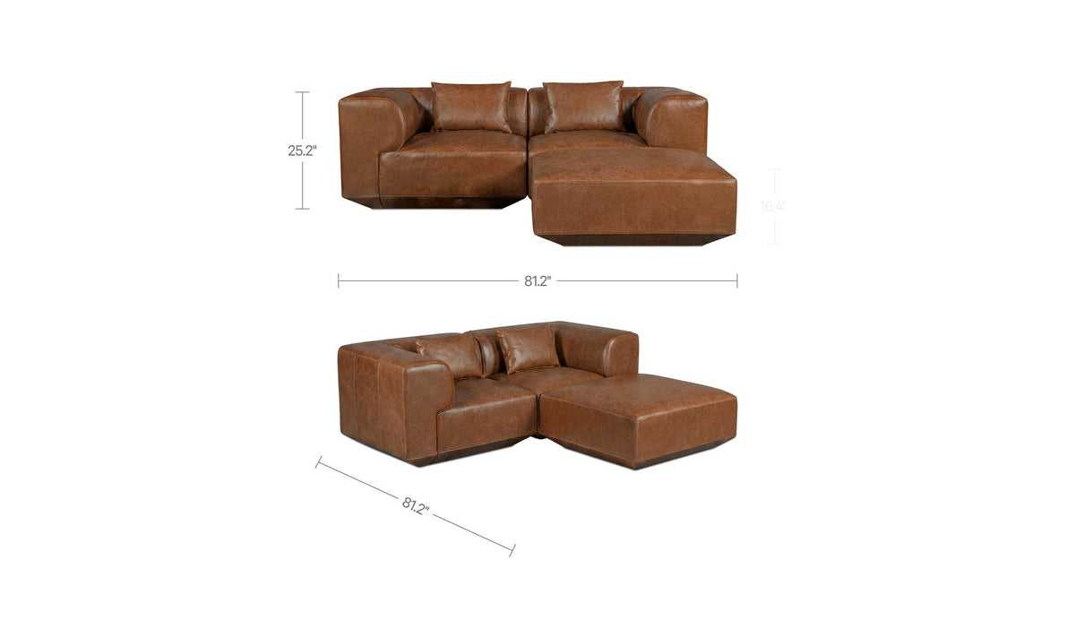 Goodwin Nook Modular Sectional Dark Brown Leather by Moe's Home Collection - view 6