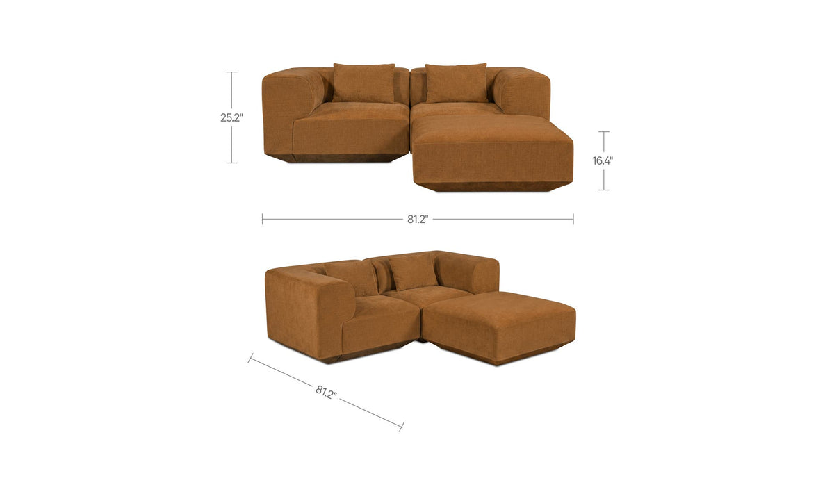 Goodwin Nook Modular Sectional Cognac by Moe's Home Collection - view 6