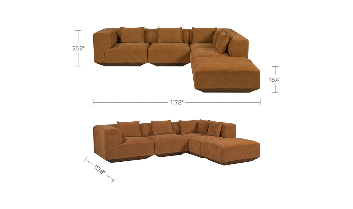 Goodwin Dream Modular Sectional Cognac by Moe's Home Collection - view 6