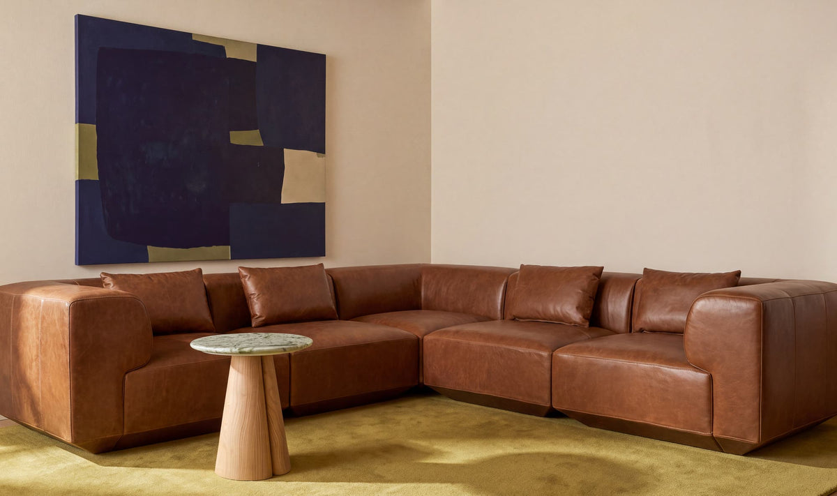 Goodwin Classic L Modular Sectional Dark Brown Leather by Moe's Home Collection - view 3