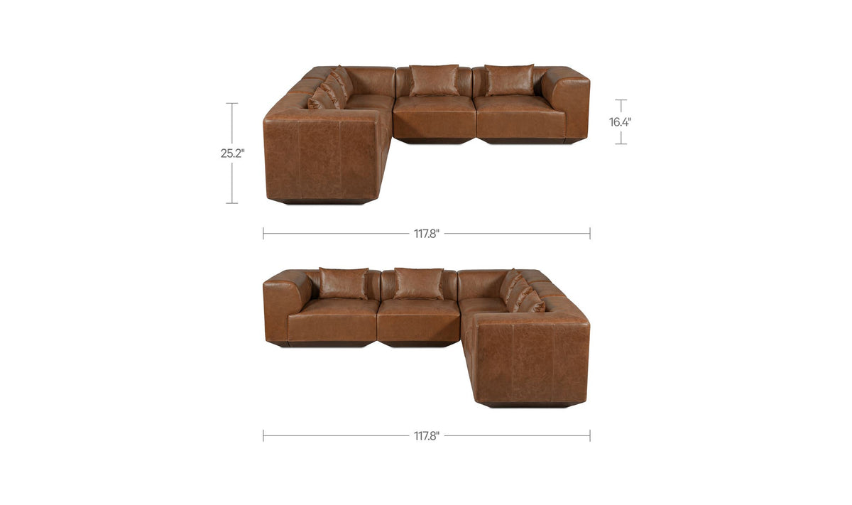 Goodwin Classic L Modular Sectional Dark Brown Leather by Moe's Home Collection - view 6