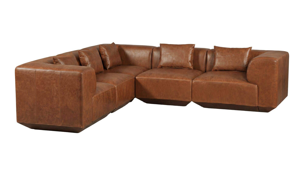 Goodwin Classic L Modular Sectional Dark Brown Leather by Moe's Home Collection - view 4