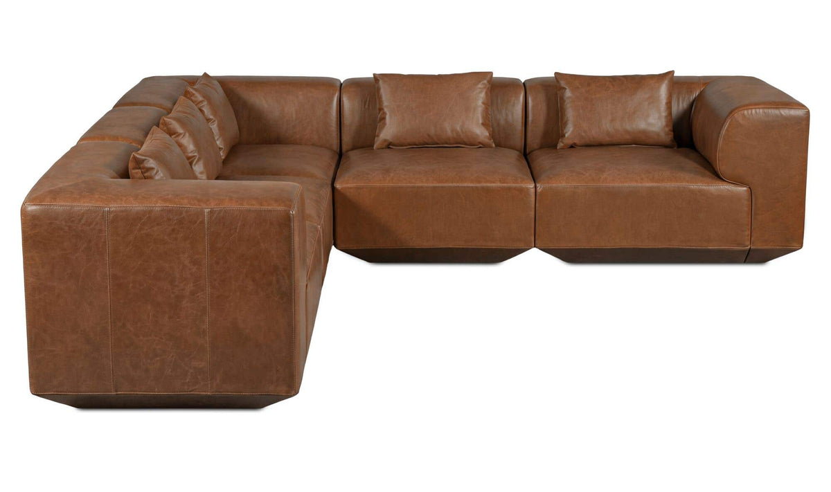 Goodwin Classic L Modular Sectional Dark Brown Leather by Moe's Home Collection - view 2