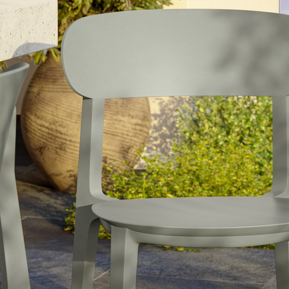 Metro Spencer Eco-Friendly Outdoor Stacking Chair Set of 4 - Moss Grey by Urbia - detail 10