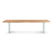 Brooks Dining Table Glass Base 40" x 116" Teak Top - Clear Glass Base by Urbia - product view