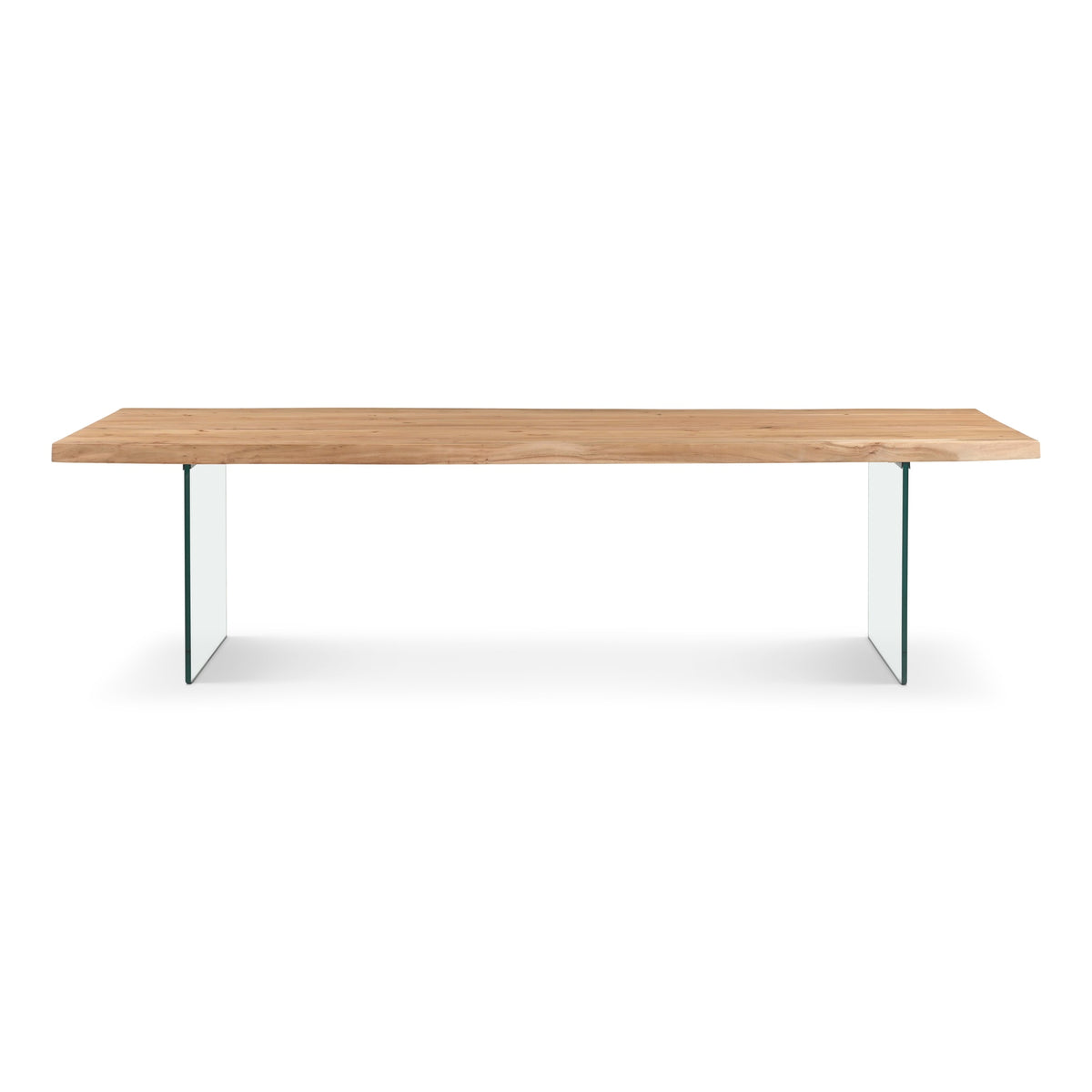 Brooks Dining Table Glass Base 40" x 116" Teak Top - Clear Glass Base by Urbia - product view
