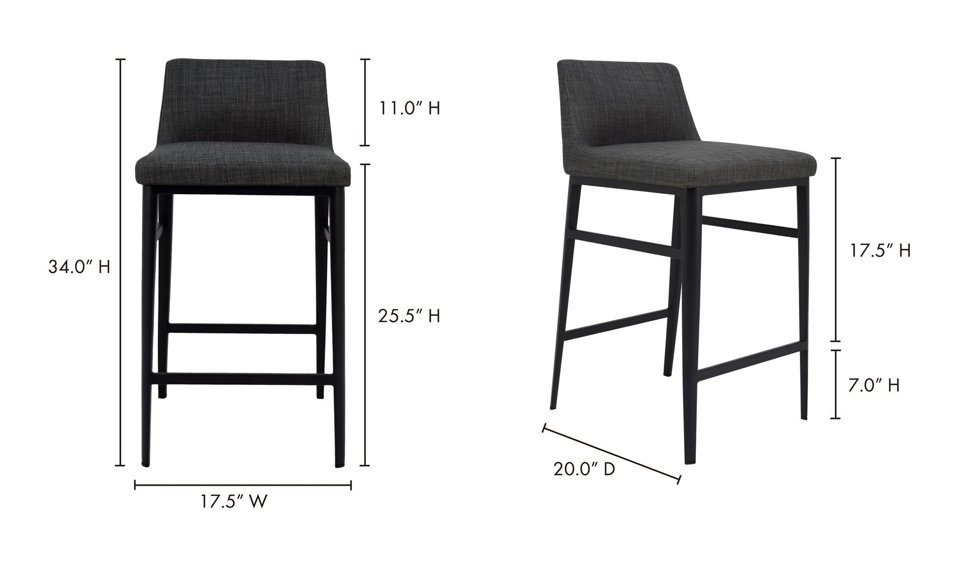 Baron Counter Stool Charcoal Grey by Moe's Home Collection - view 14