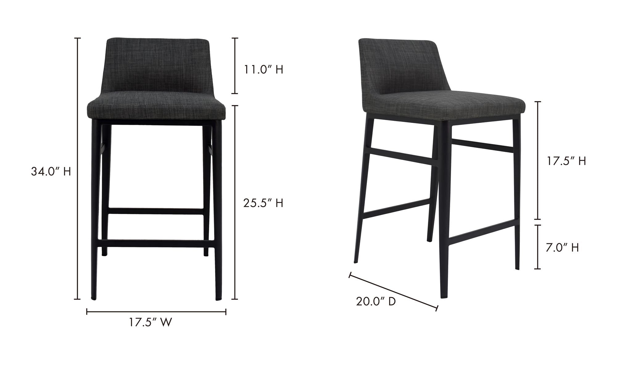 Baron Counter Stool Charcoal Grey by Moe's Home Collection - view 14