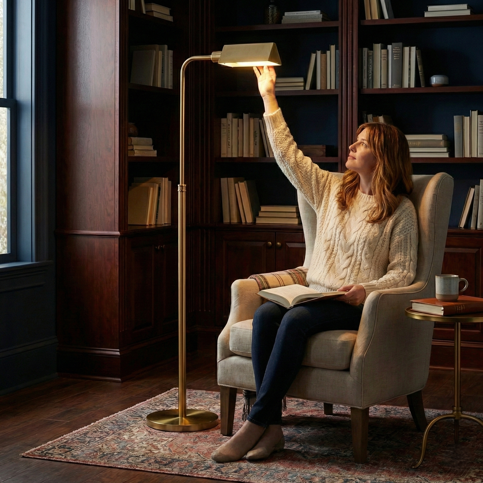 Elara Floor Lamp | Gold Brass Dome and Rattan Stem