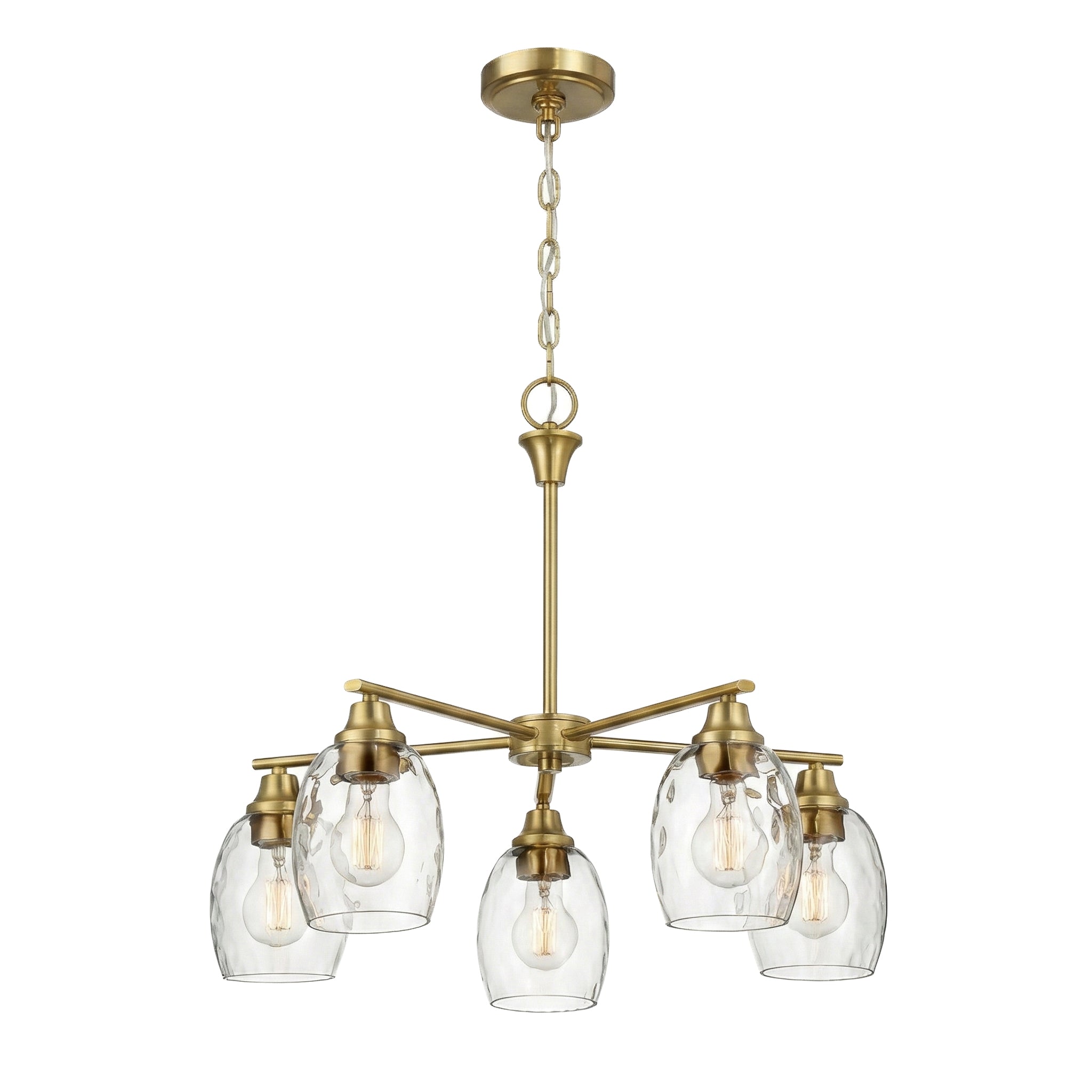Elegance Chandelier | Golden Brass Finish and Water Glass Shades