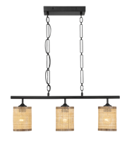 Elysian Three Lights Island Lamp | Natural Rattan and Farmhouse Chain