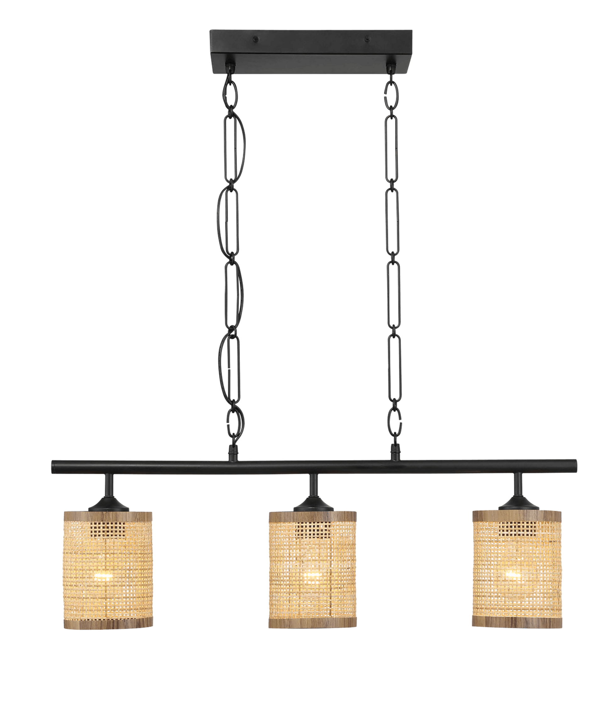 Elysian Three Lights Island Lamp | Natural Rattan and Farmhouse Chain