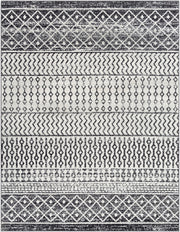Elaziz Black/White Machine Woven Rug - 2'7" x 10'
