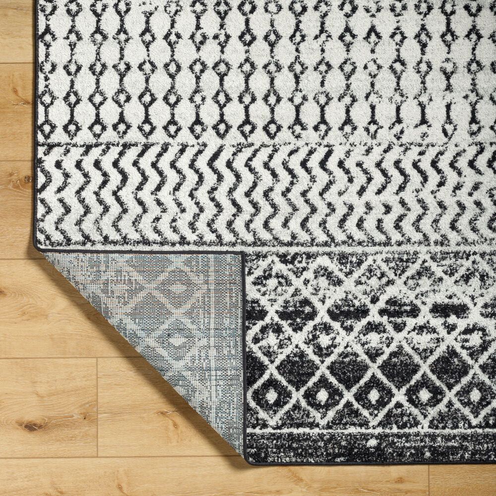 Elaziz Black/White Machine Woven Rug - fold
