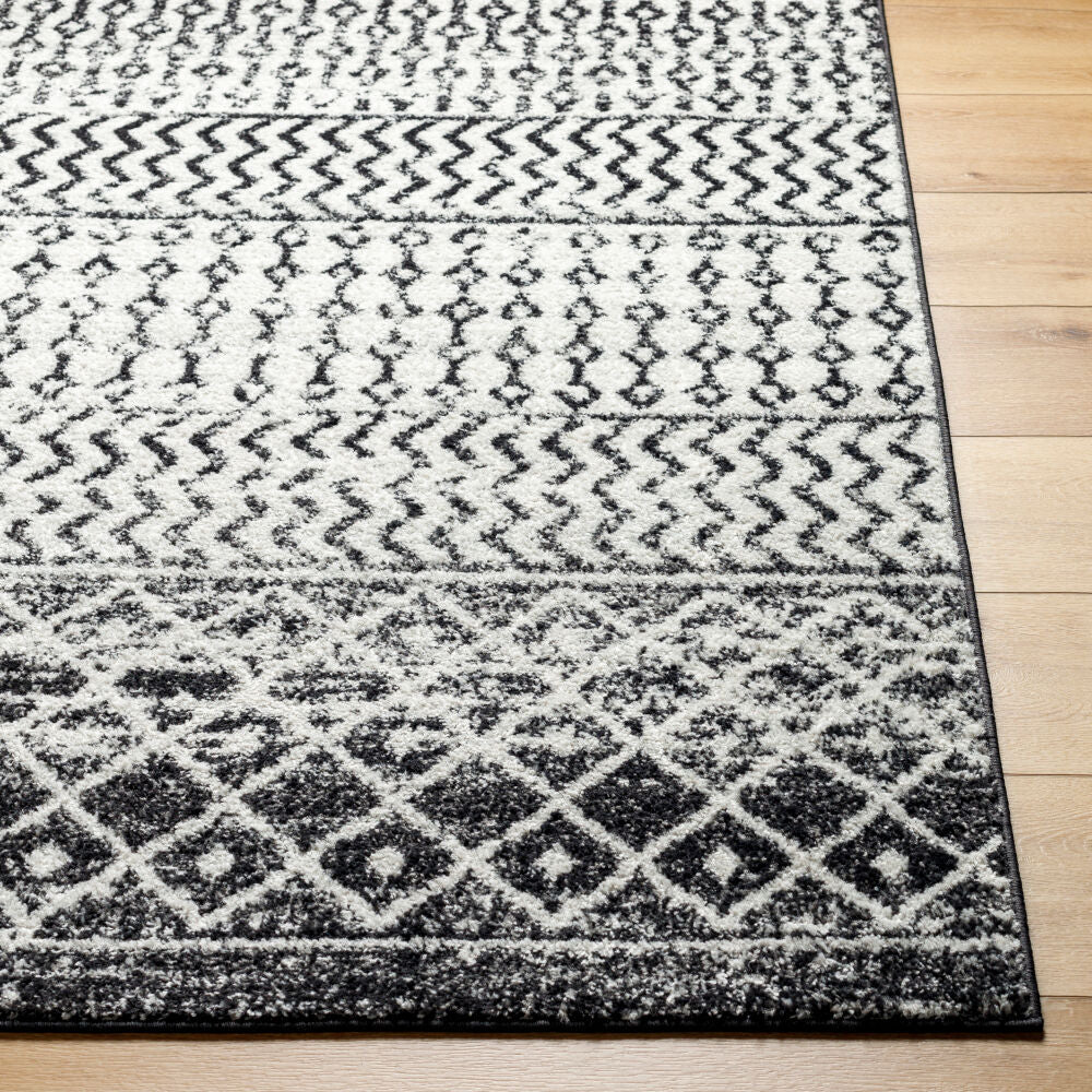 Elaziz Black/White Machine Woven Rug - front