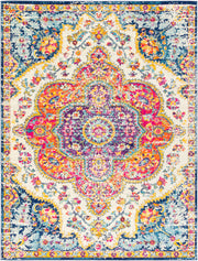 Elaziz Dark Blue/White Machine Woven Rug - 2'7" x 10'