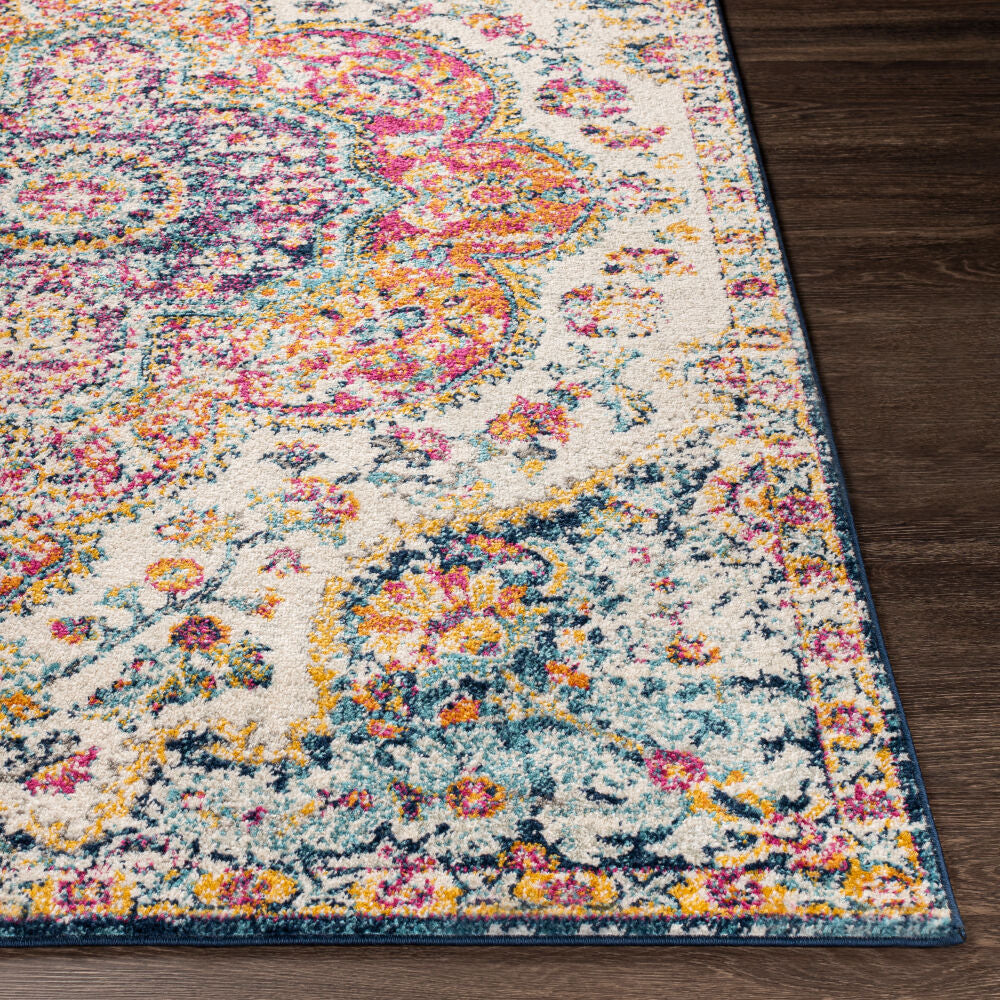 Elaziz Dark Blue/White Machine Woven Rug - front