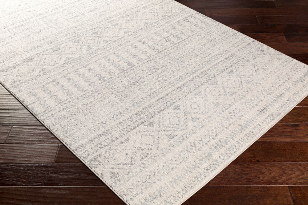 Elaziz Gray/White Machine Woven Rug ELZ-2354 - corner