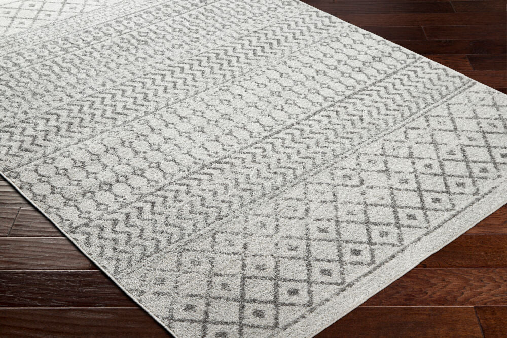 Elaziz Charcoal/Slate Machine Woven Rug - corner