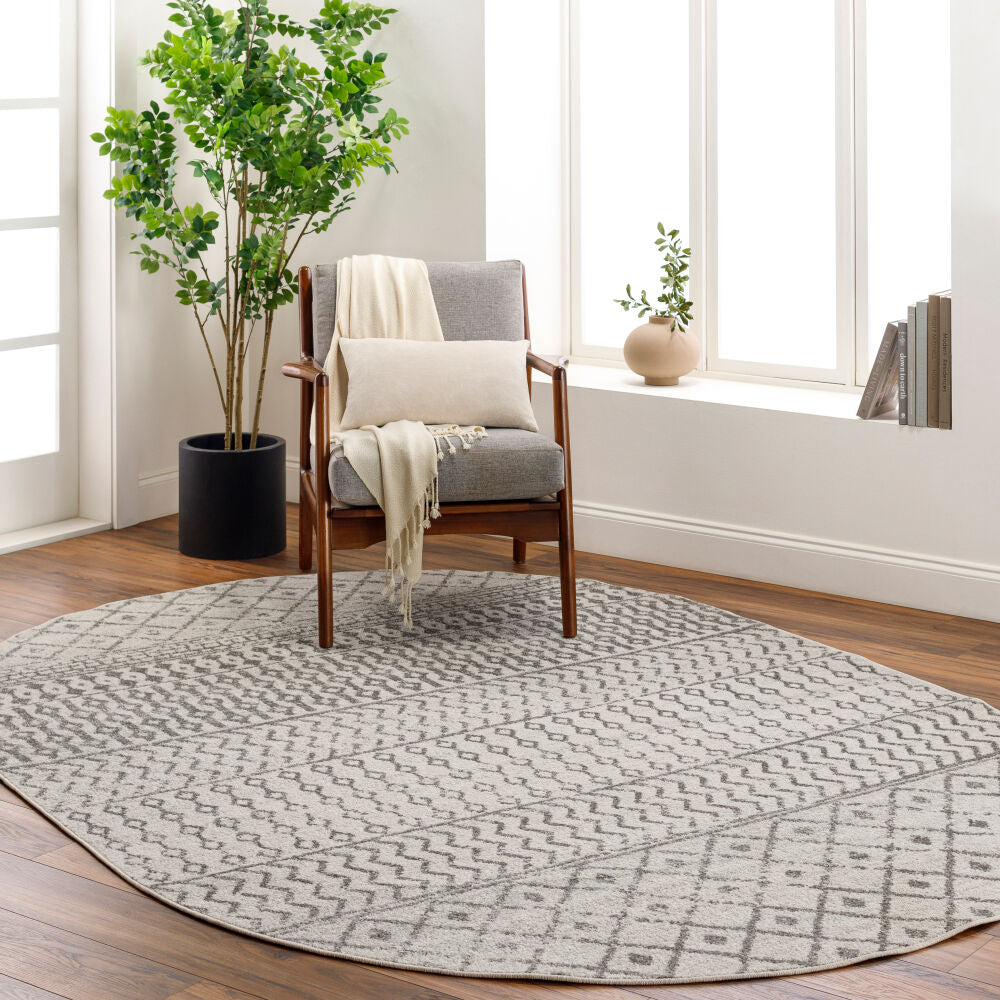 Elaziz Charcoal/Slate Machine Woven Rug - roomscene