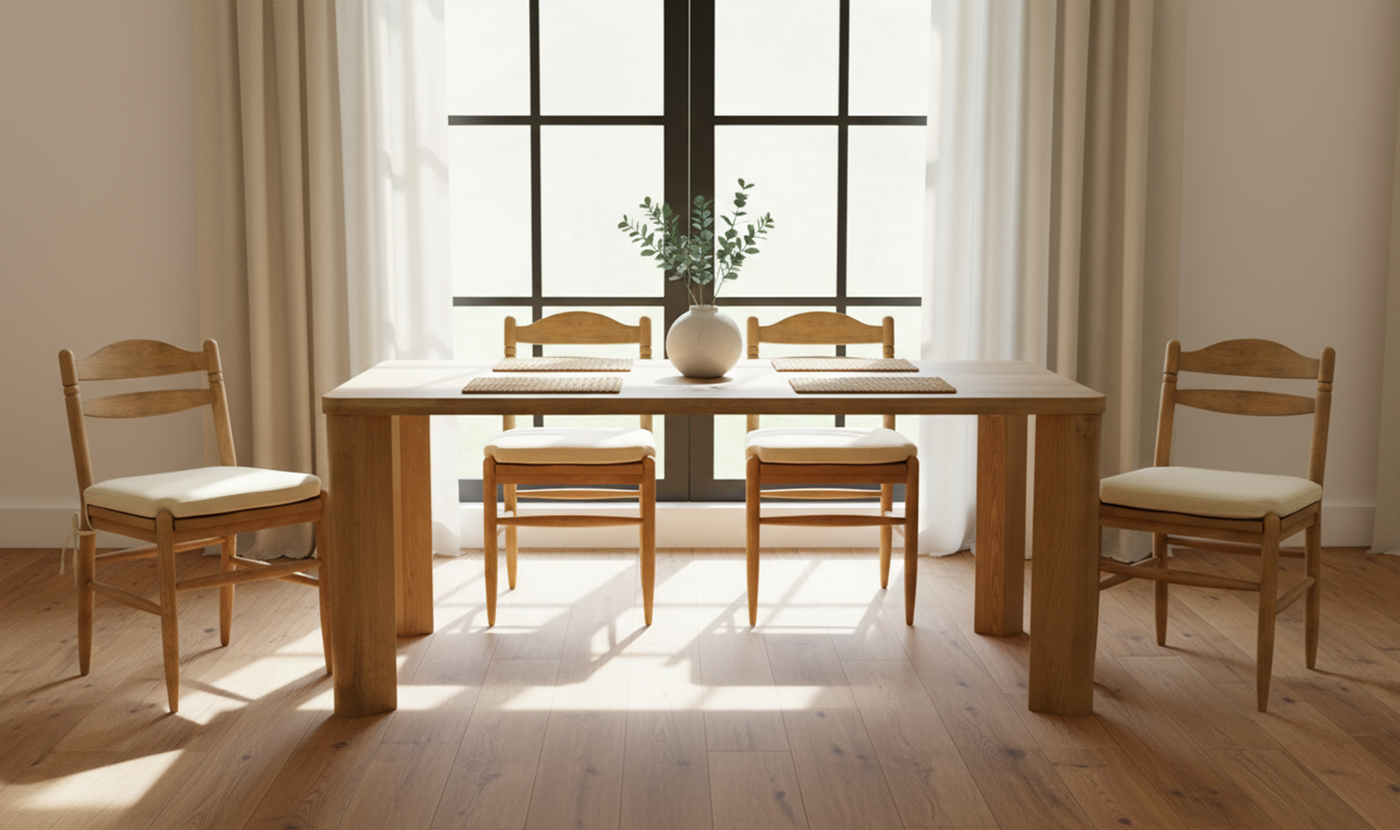 Tate Dining Chair Beige - Set Of Two by Moe's Home Collection - view 4