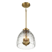 Ember Three Candle Lights Pendant | Satin Brass and Clear Glass