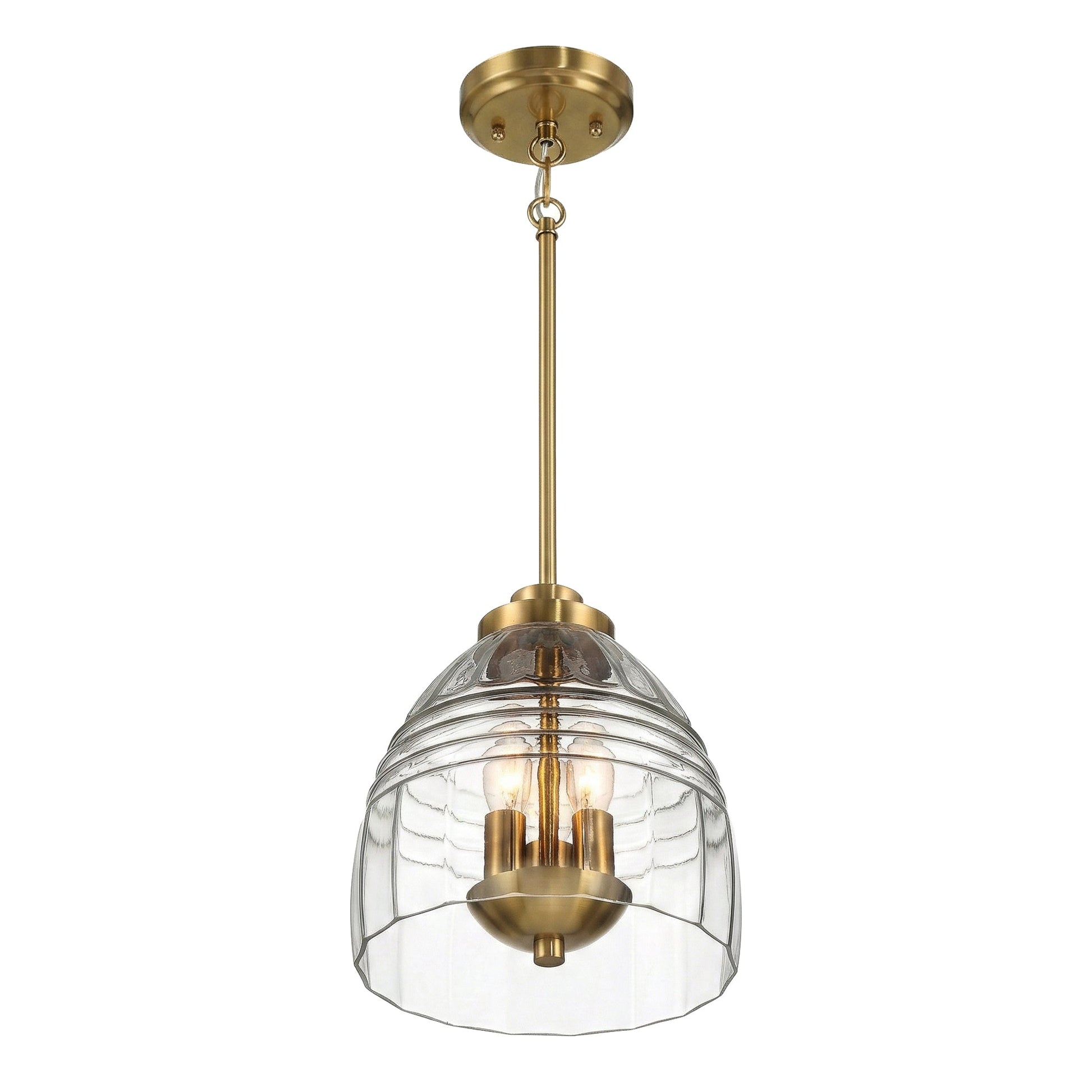 Ember Three Candle Lights Pendant | Satin Brass and Clear Glass