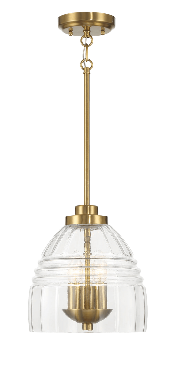 Ember Three Candle Lights Chain Pendant With Clear Glass - Satin Brass
