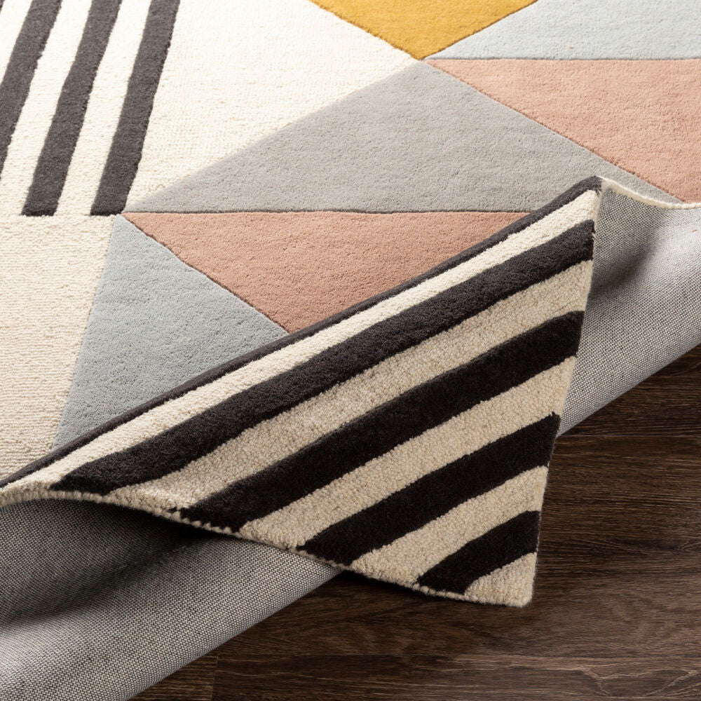 Emma Beige/Mustard Handmade Rug - fold