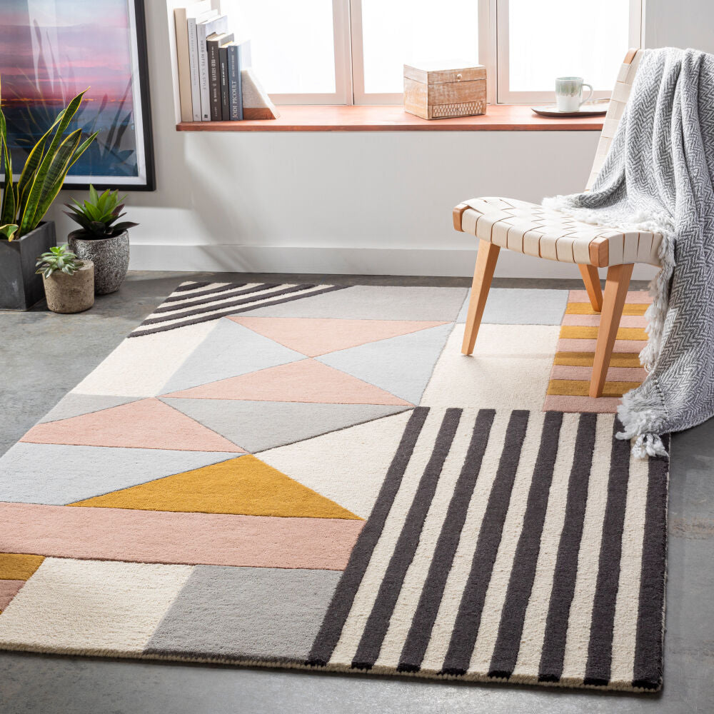 Emma Beige/Mustard Handmade Rug - roomscene
