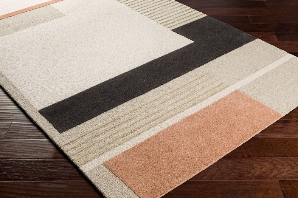 Emma Black/Tan Handmade Rug EMM-2303 - corner