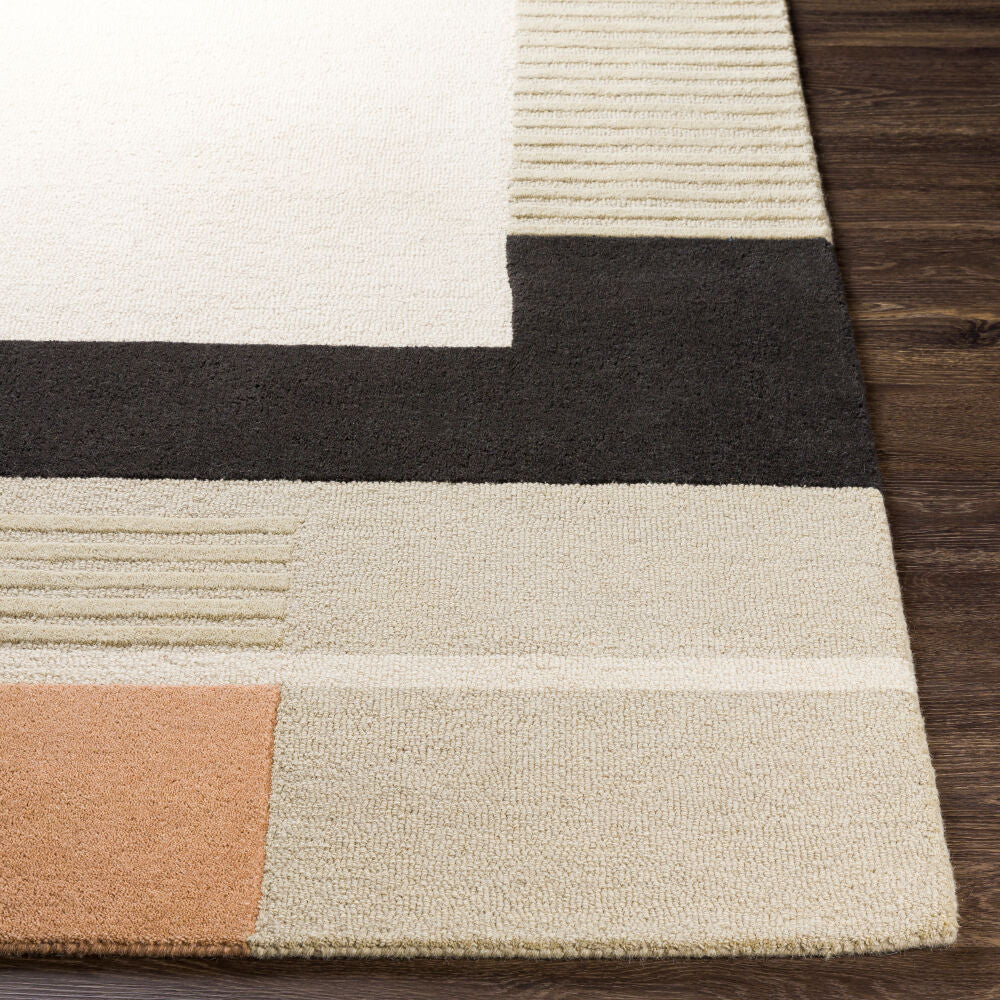 Emma Black/Tan Handmade Rug EMM-2303 - front