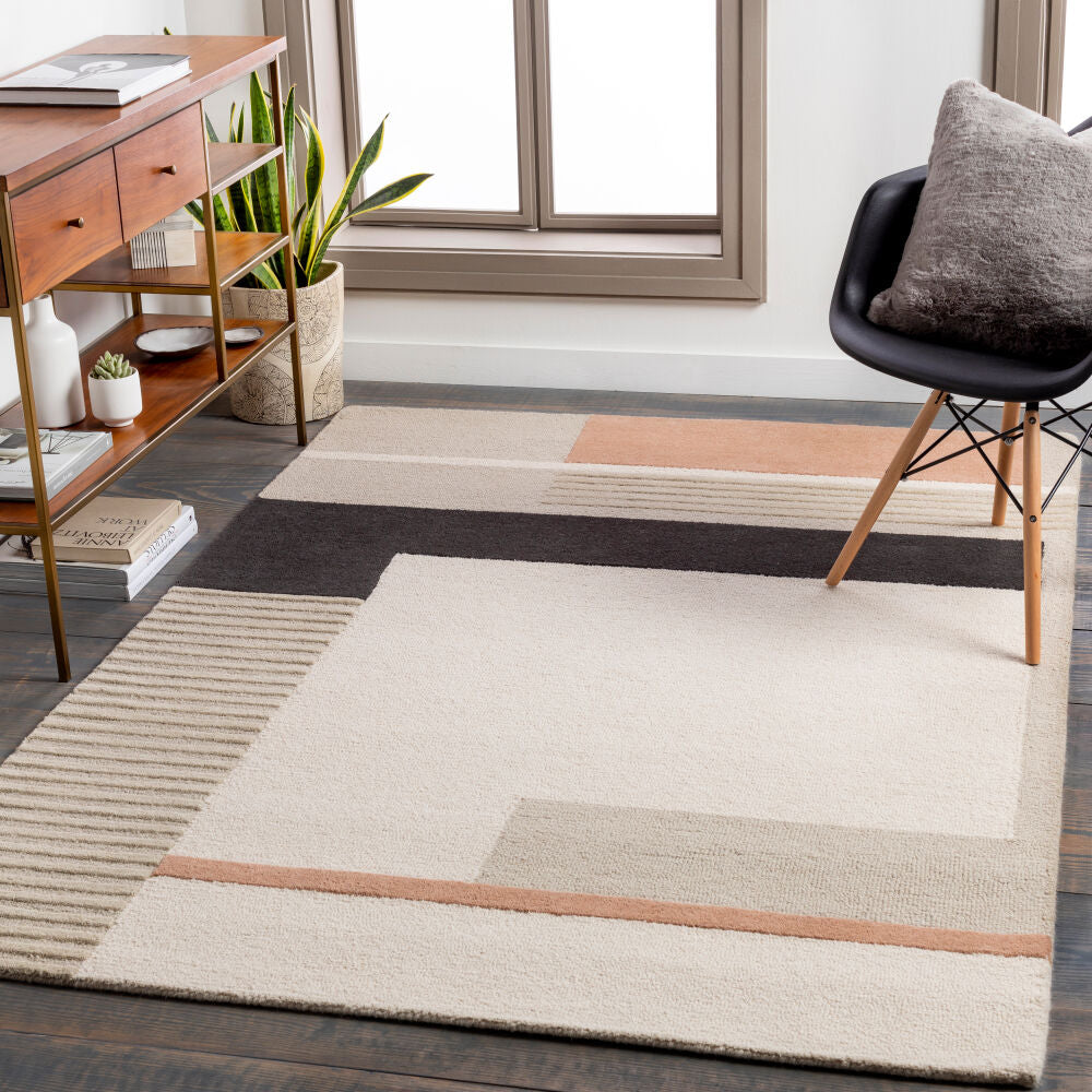 Emma Black/Tan Handmade Rug EMM-2303 - roomscene